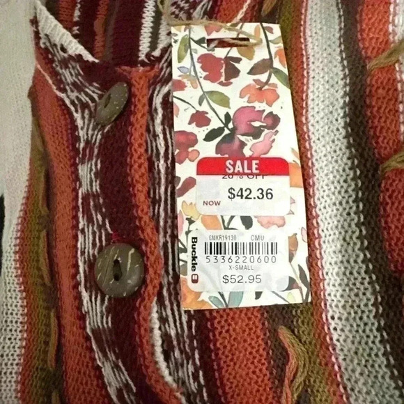 NWT gimmicks by BKE southwestern fall v-neck sweater Size XS - Picture 5 of 5